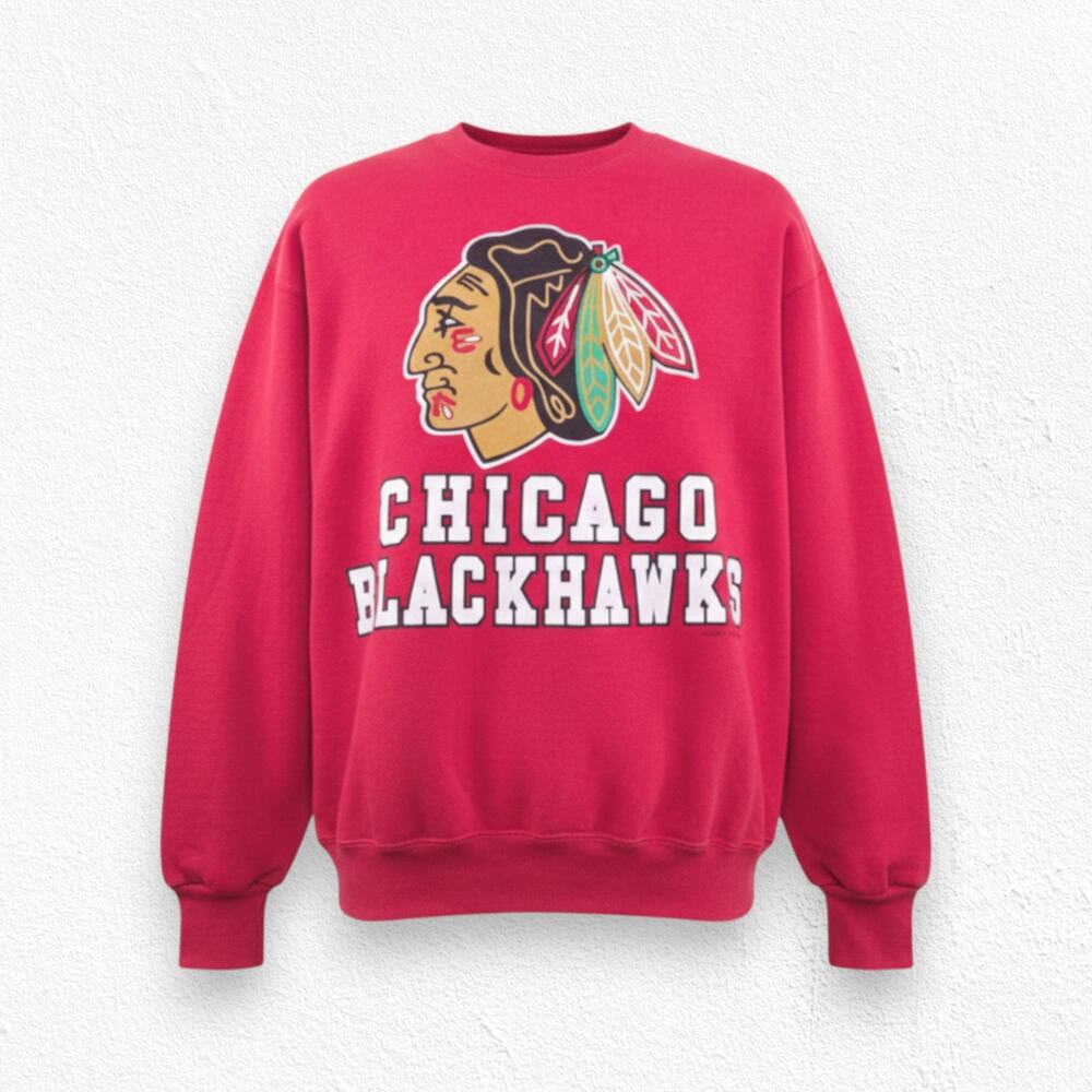 Vintage 1991 Logo 7 Chicago Blackhawks NHL Sweatshirt Red Size Medium USA Logo 7